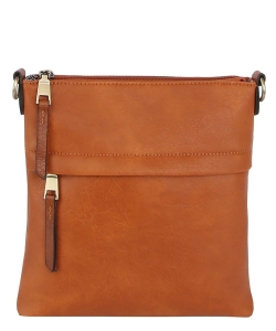 Fashion Zip Pocket Crossbody Bag LHU451 BROWN